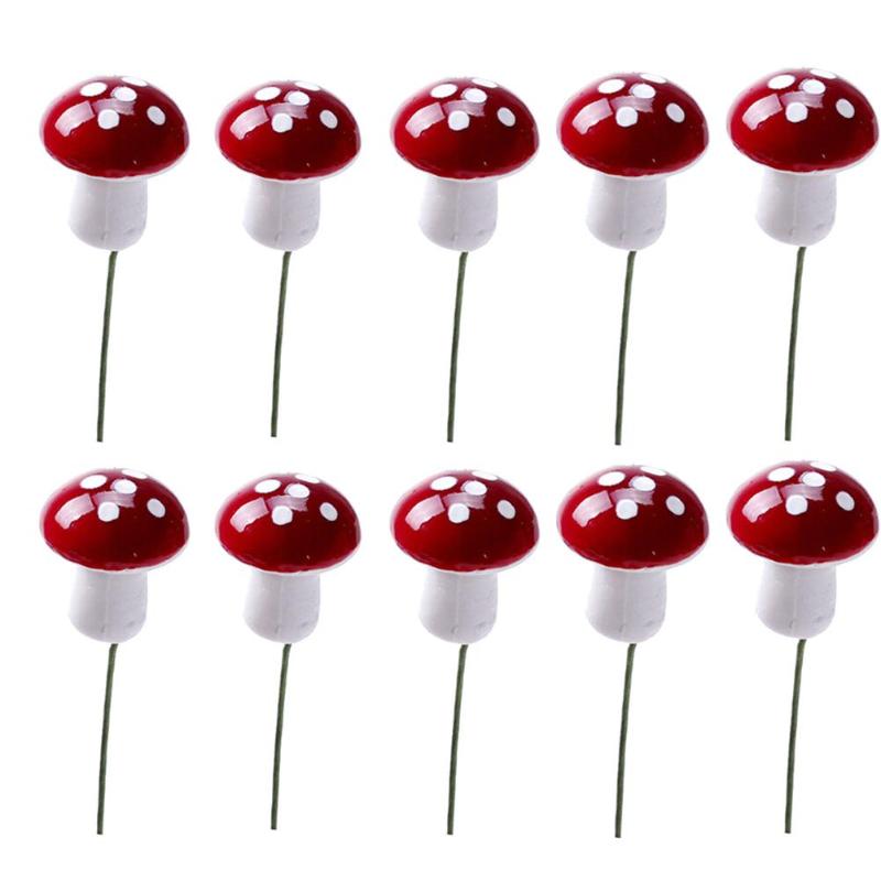 10Pcs 2cm Artificial Mini Mushroom Miniatures