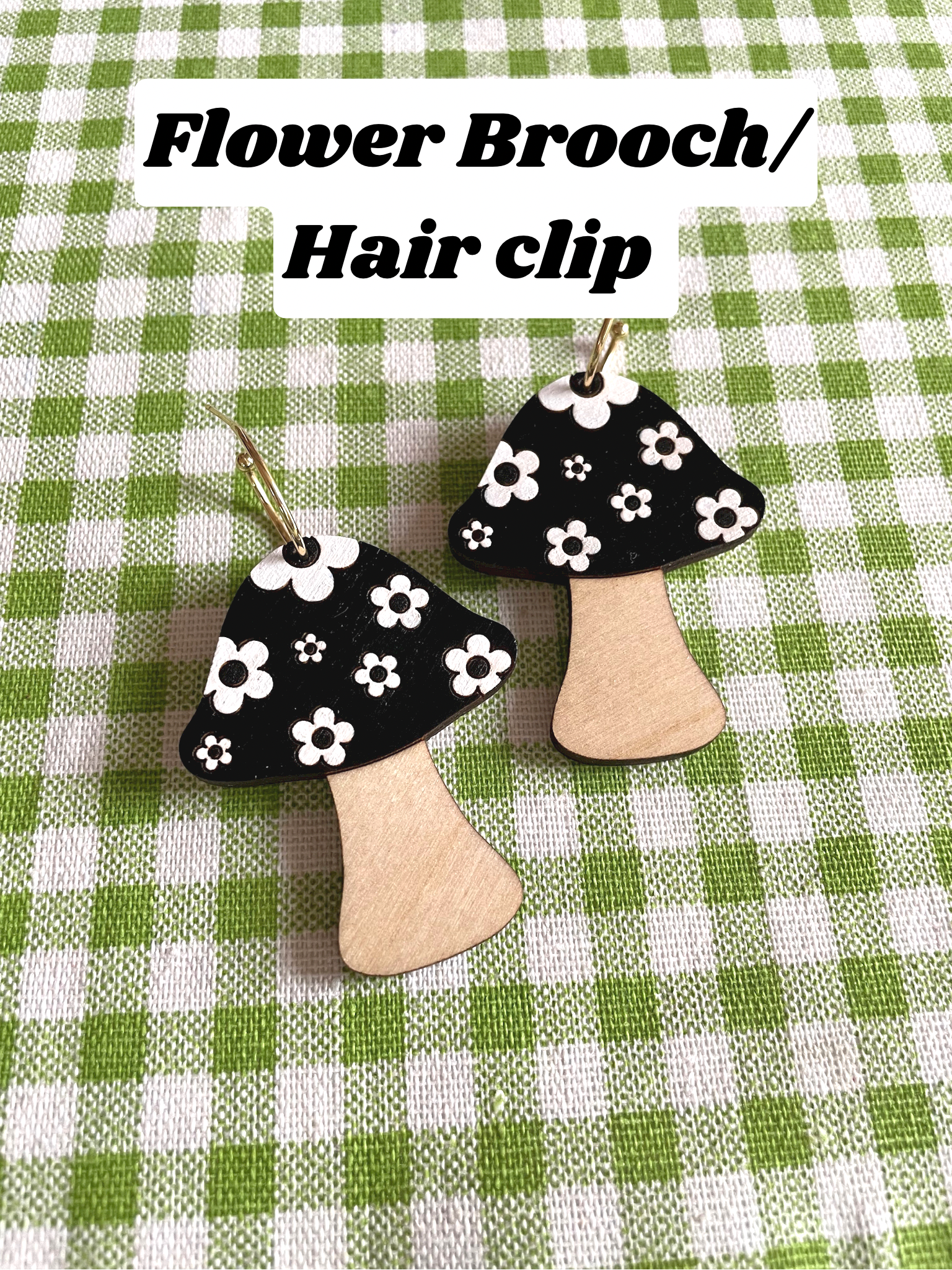 Mushroom Brooch/Hairclip: Flowers