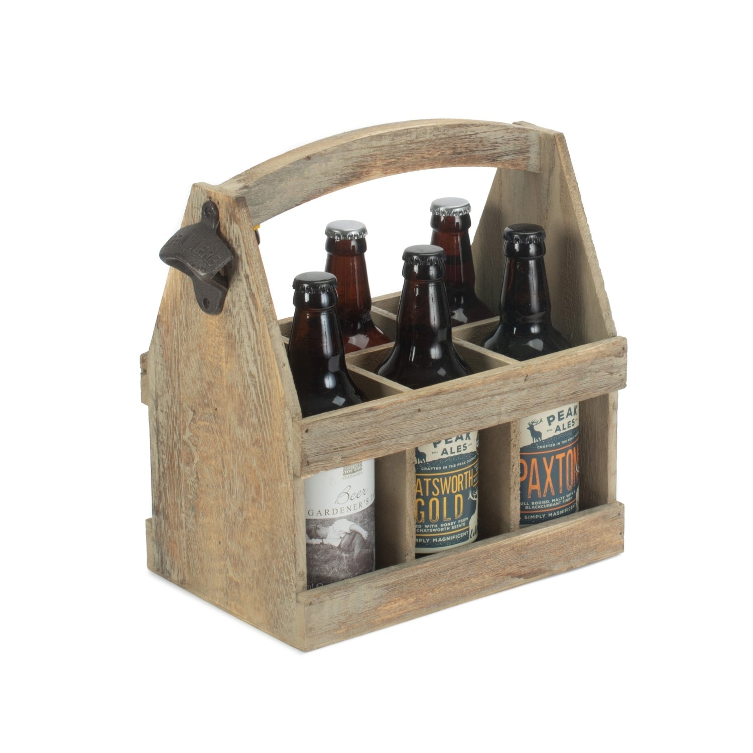 Oak Effect Wooden Bottle Carrier