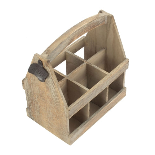Oak Effect Wooden Bottle Carrier