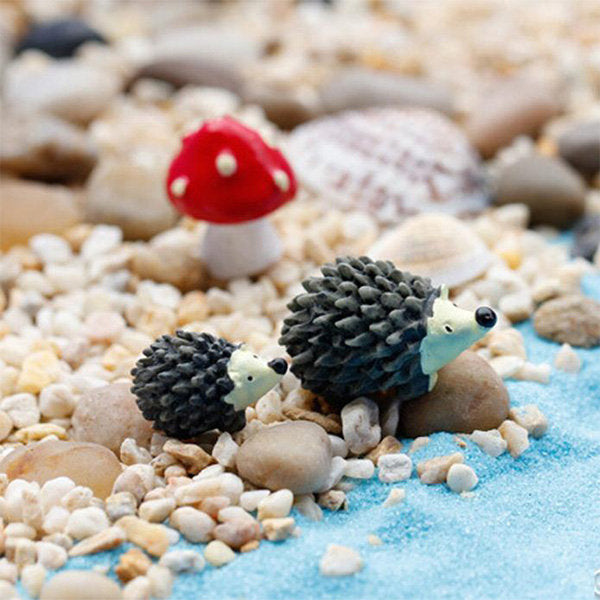 Mini Hedgehog Mushroom Garden Decor Set